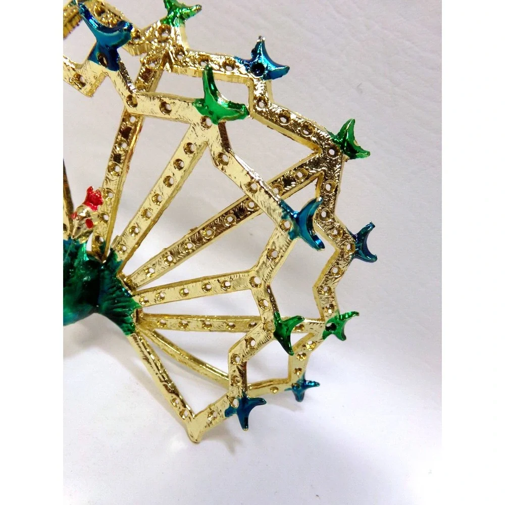Torino Peacock Double Earring Holder Gold Tone with Greens and‎ Blues